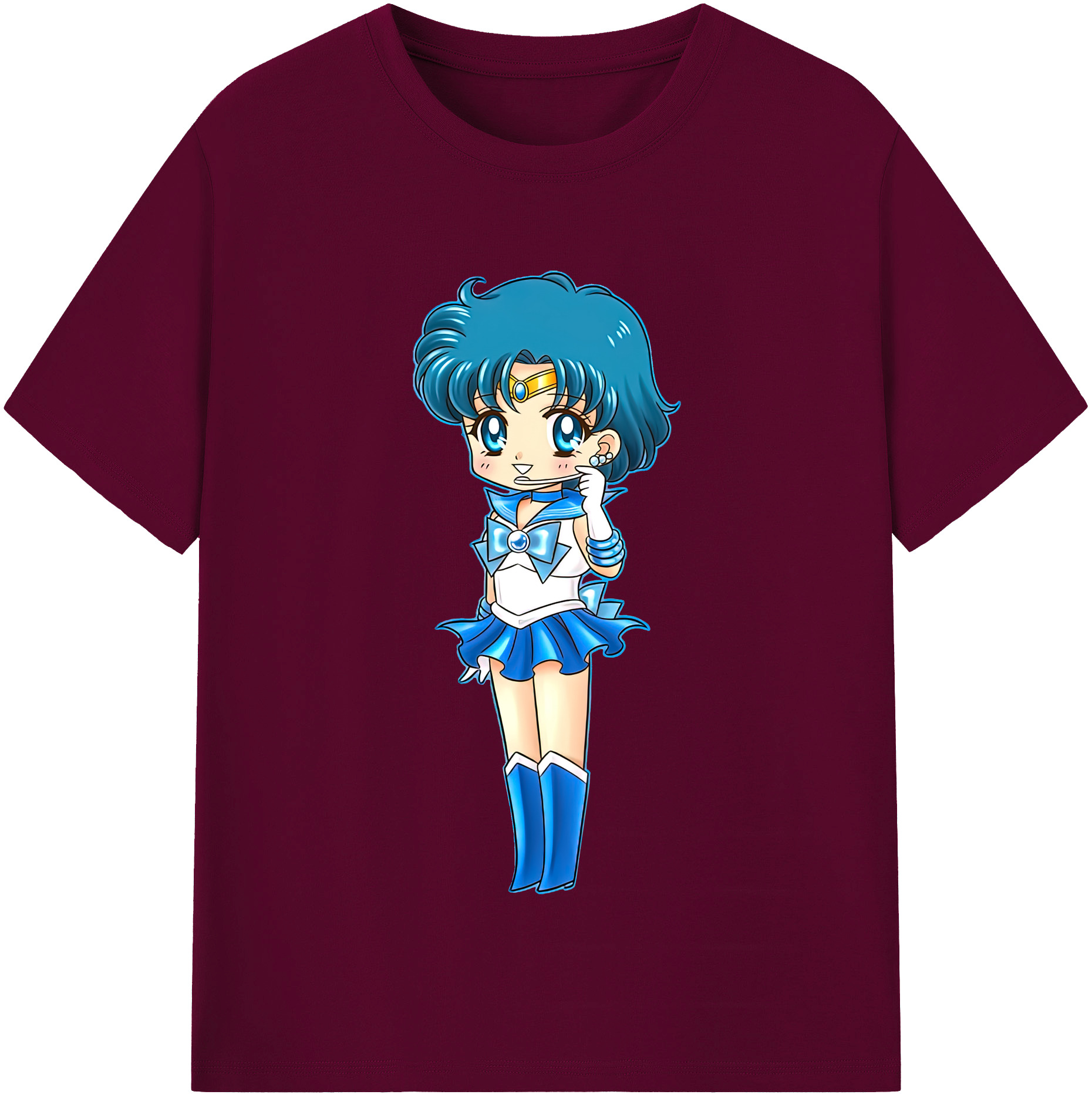 （画像用） 美少女戦士セーラームーン 水野 亜美 みずの あみ Sailor Moon Mizuno Ami レディースカジュアルプリントTシャツ（綿100％）